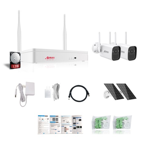 ANRAN Solar Battery Powered Wireless WiFi Home Security Camera System Set 1TB