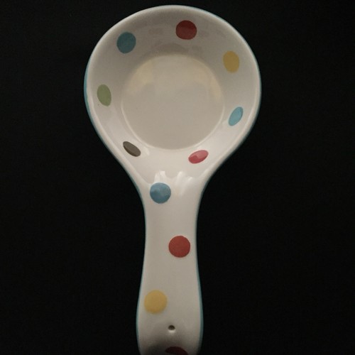 TERRAMOTO MULTI COLOR Polka Dots Turquoise CERAMIC SPOON REST  LAST ONE ! NOS