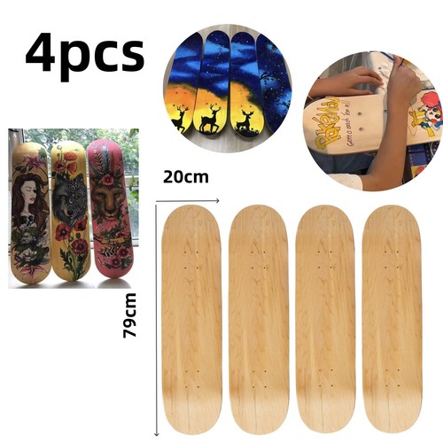 8in Blank Skateboard Deck  7 Layers Maple Natural Blemish Unfinished 4pcs DIY