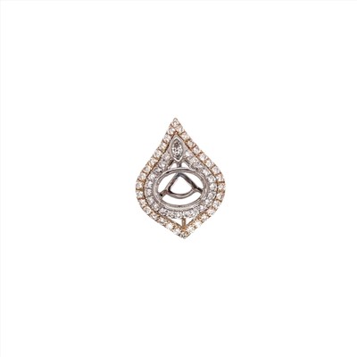 Pendant Semi Mount w Earth Mined Diamonds in Solid 14K Gold Oval 8x6mm
