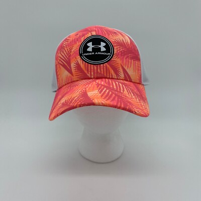 Under Armour Men's UA Iso-Chill Golf Mesh Hat Cap Summer Floral Pink Adjustable