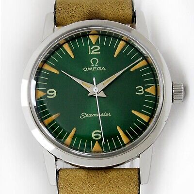 1964s Omega Seamaster Sunburst Green Unisex Vintage Steel Winding Watch 135.005