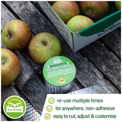 Scare Tape, 350ft Reflective Bird Deterrent, Dual Sided Outdoor Pigeon Control