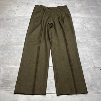 Oxxford Clothes Trouser Men 36x30 Brown Melange Twill Pleated Oxxford Sport Pant
