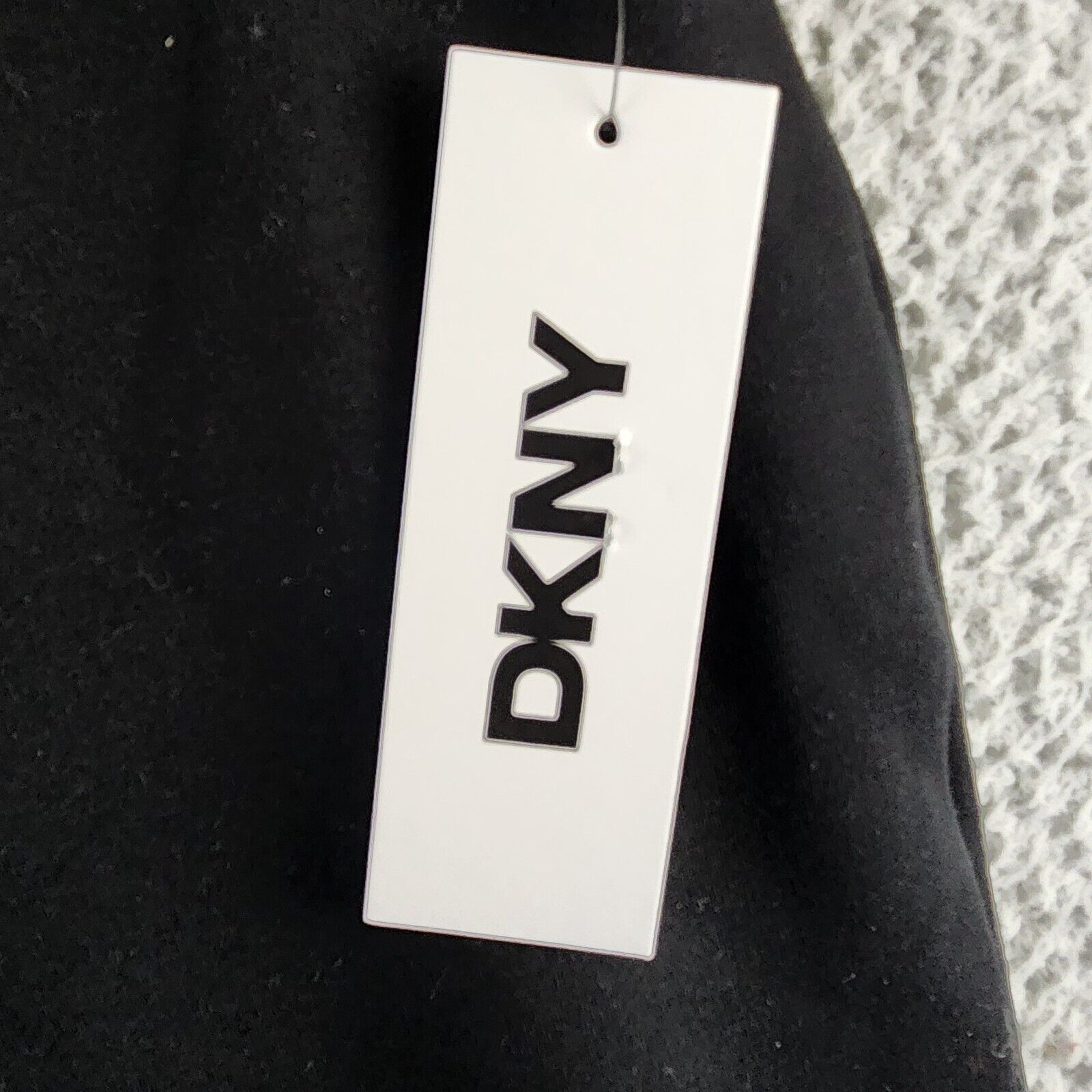 DKNY High Rise Wide Leg Pants Women's L Black Elastic Waist Side Pockets Pull On - Picture 5 of 14