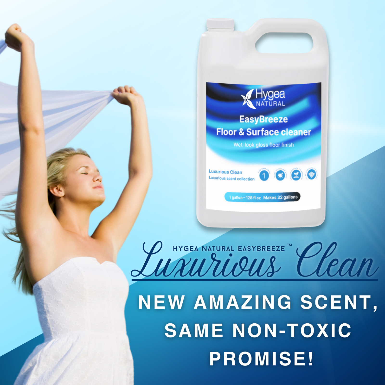 Hygea Natural Liquid Floor Cleaner, Non Toxic Cleaning Supplies