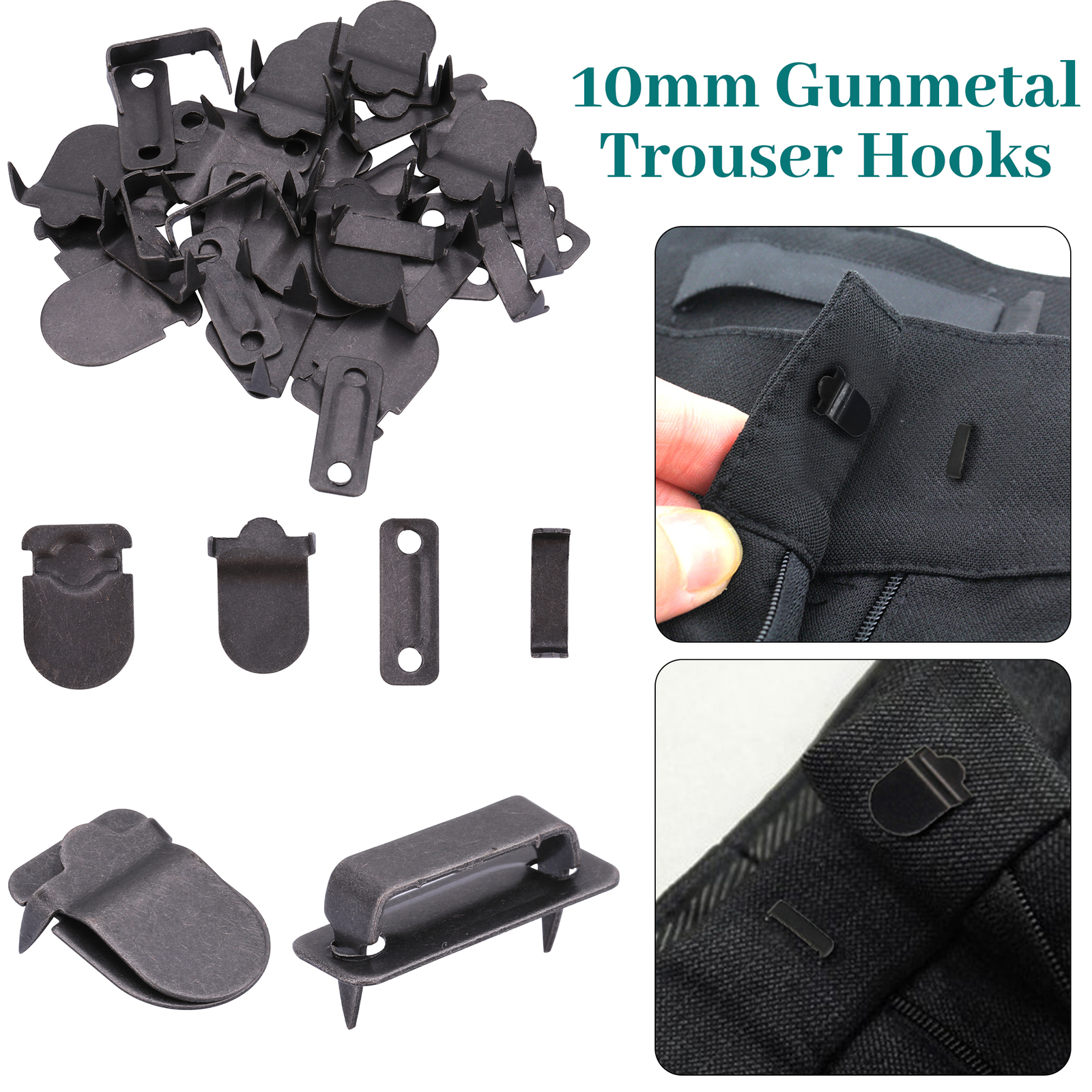 Gunmetal Trousers Hooks and Bar for Leather Craft Handbags Clothing 10mm