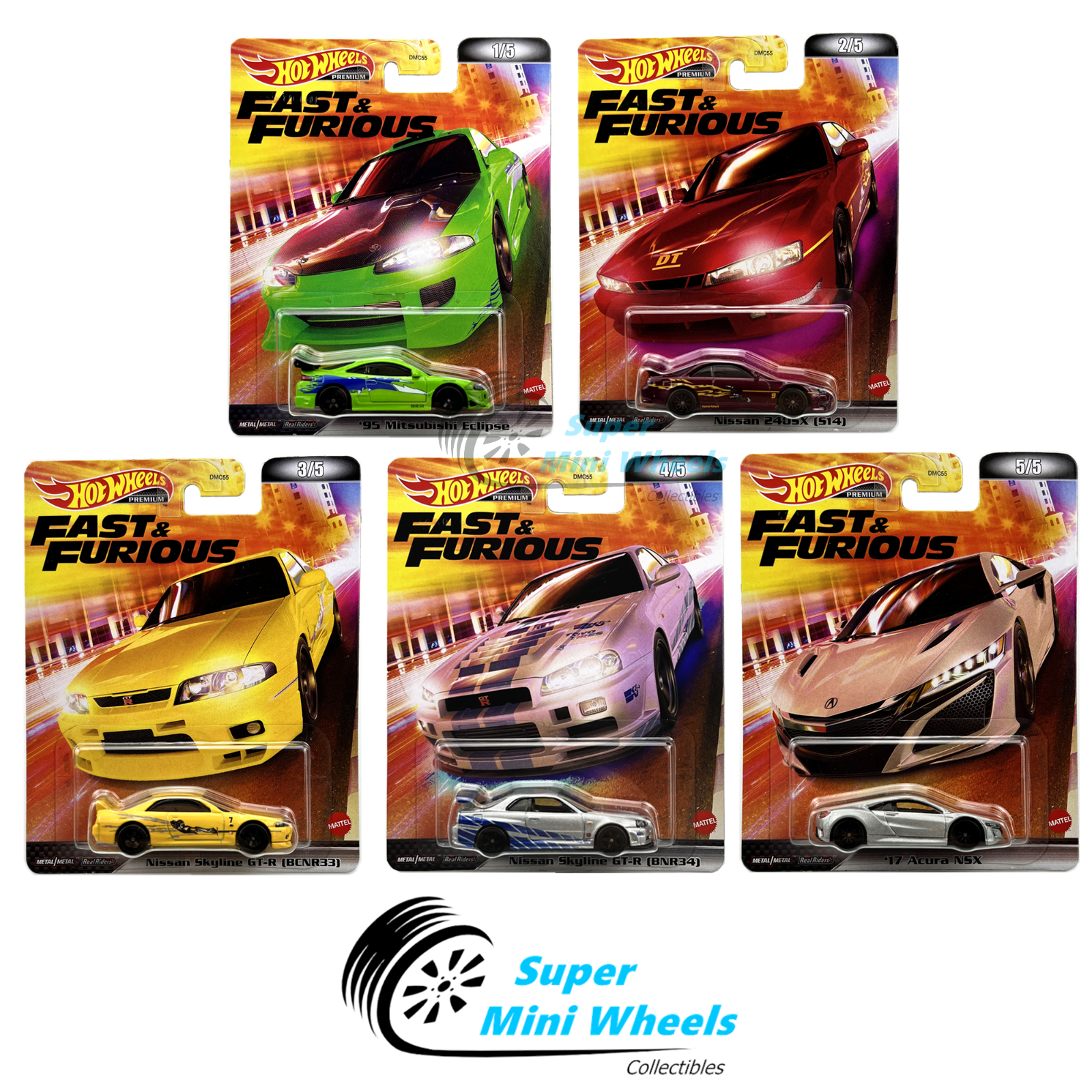 Hot Wheels 2022 Fast & Furious L Case Set of 5 Cars [In
