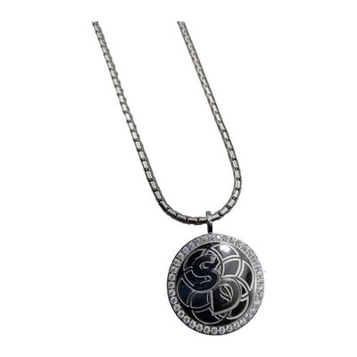 Smarty's Corner SD Bling Pendant Necklace Silver Tone Box Chain Crystal