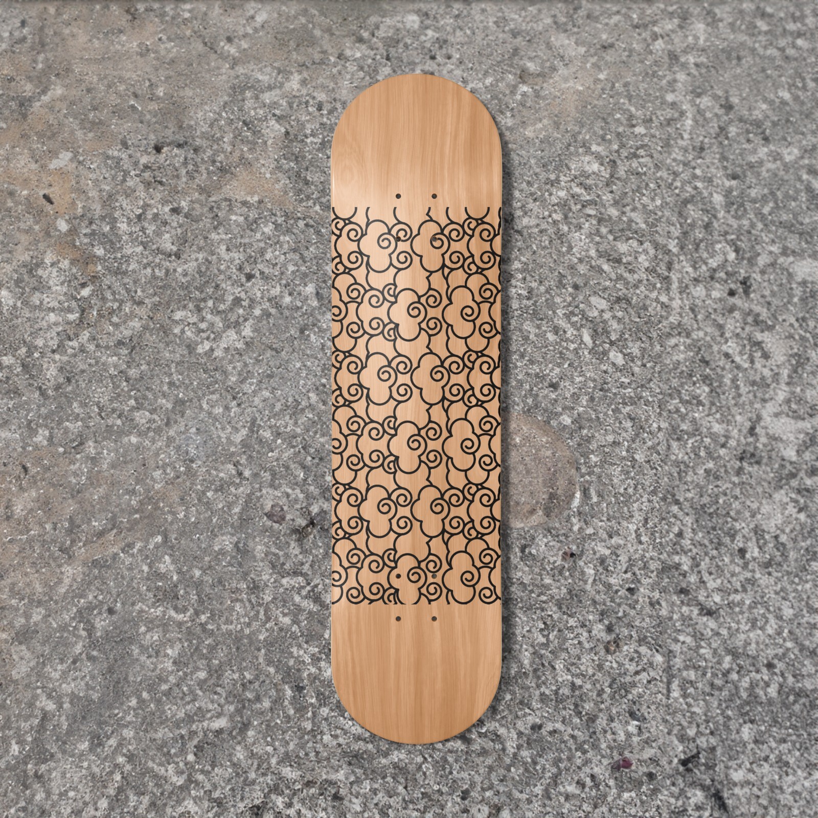 Japanese Anime Cloud Laser Engraved Skateboard Deck Traditional Wall Art