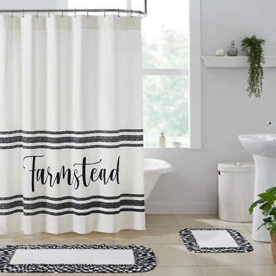 VHC Sawyer Mill Black Farmstead Shower Curtain ~ Farmhouse Bath