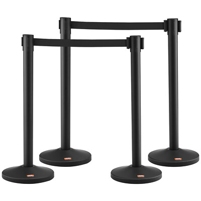 VEVOR Crowd Control Stanchion Barrier 4-Pack with 2PCS 6.5FT Belt Fillable Base