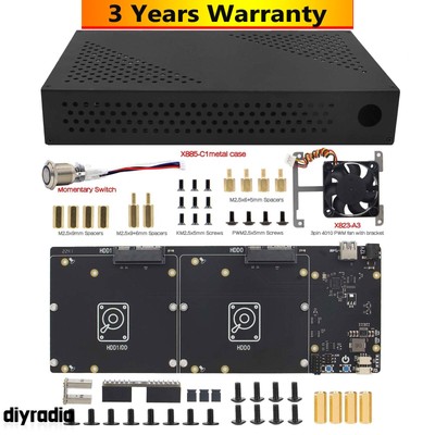 NASPi-Gemini 3.5 NAS Storage Kit w/ Dual 3.5'' SATA HDD Shield for Raspberry Pi 4