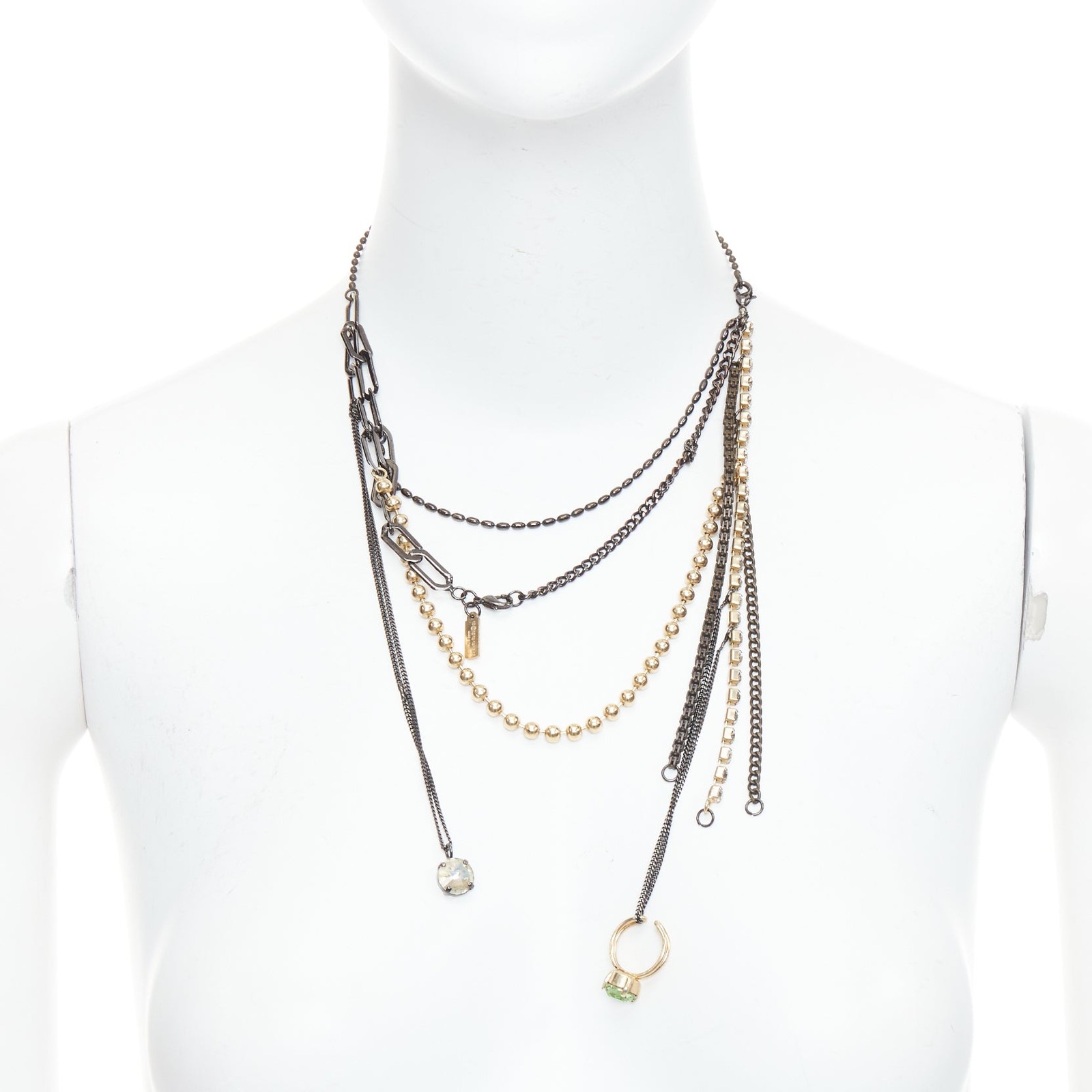 アクセサリー Maison Martin Margiela 11 Pearl Necklace rare MAISON MARGIELA 11 Vintage chain pearl green ring