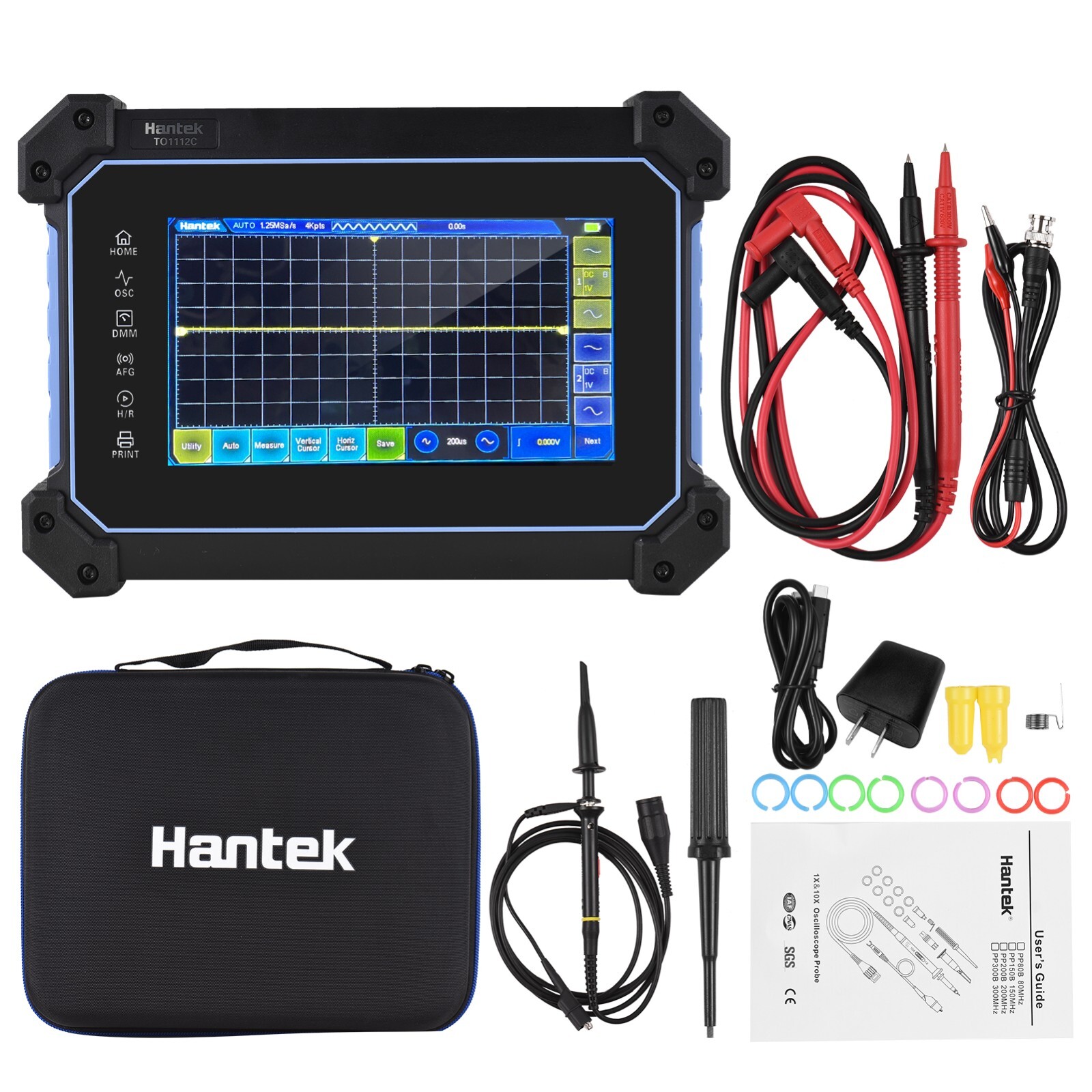 Hantek Digital Tablet Oscilloscope 2CH 250MHz Bandwidth+Signal Source+Multimeter