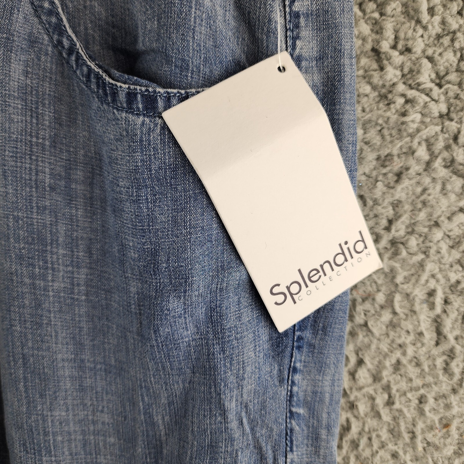 Splendid Aven Chambray Cargo Pants Women's XS Indigo Pockets Button Zip Closure - Picture 5 of 13