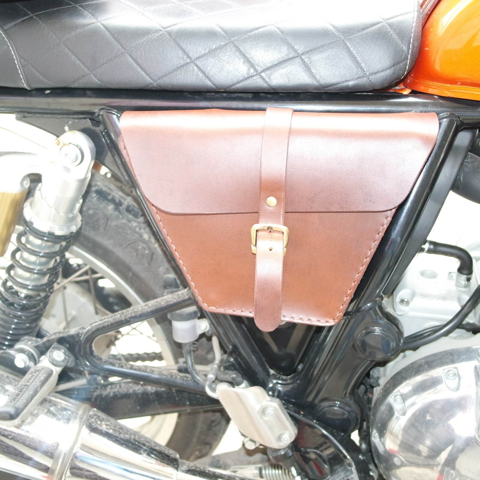 Fits Royal Enfield Interceptor Genuine Leather Tan colour Tool Box 