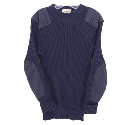 CABELA’S 100% Wool Blue Commando Sweater Patches Made in England Men’s Size 42"