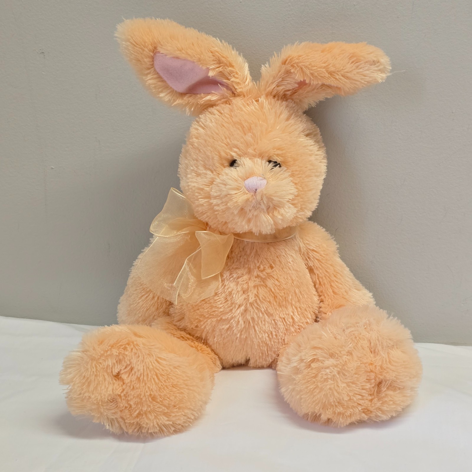Gund Heads & Tales Plush Bunny Rabbit Orange Bow stuffed animal soft cuddly