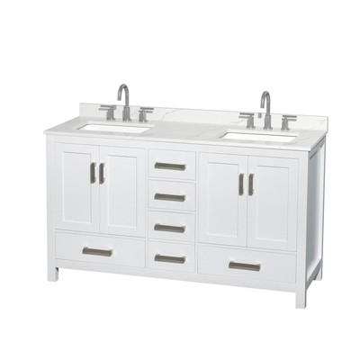 Wyndham Collection WCS141460D-QTZ-US3MXX Sheffield 60'' - White / Giotto Quartz