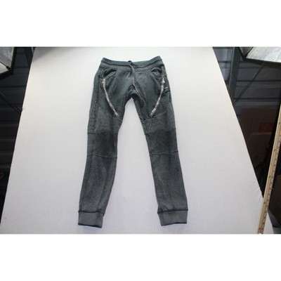True Legend Moto Joggers Mens Medium Grey Excellent Quilted Zipper Streetwear