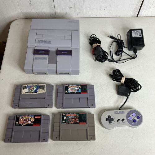Super Nintendo SNES System Console Bundle W/ 4 Games Mario World 1 Controller Super Nintendo SNES System Console Bundle W/ 4 Games Mario World 1 Controller