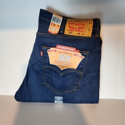 Levi's Men's Blue Straight Leg Button Fly Jeans 501 38x32 NWT