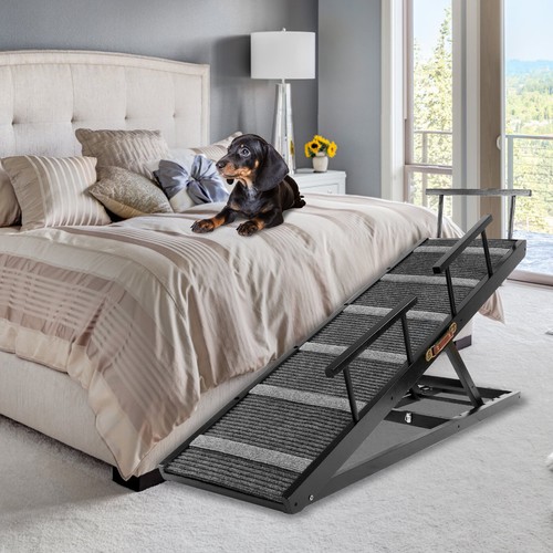 Begonia.K Dog Ramp for Sofa Bed 6 Adjustable Pet Ramp Folds Flat & Side Rail