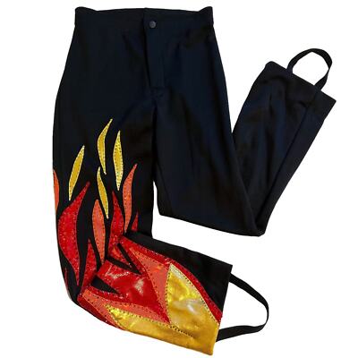 NWOT Mondor Boys Custom ''Flame'' Ice Figure Skating Pants Black 8-10