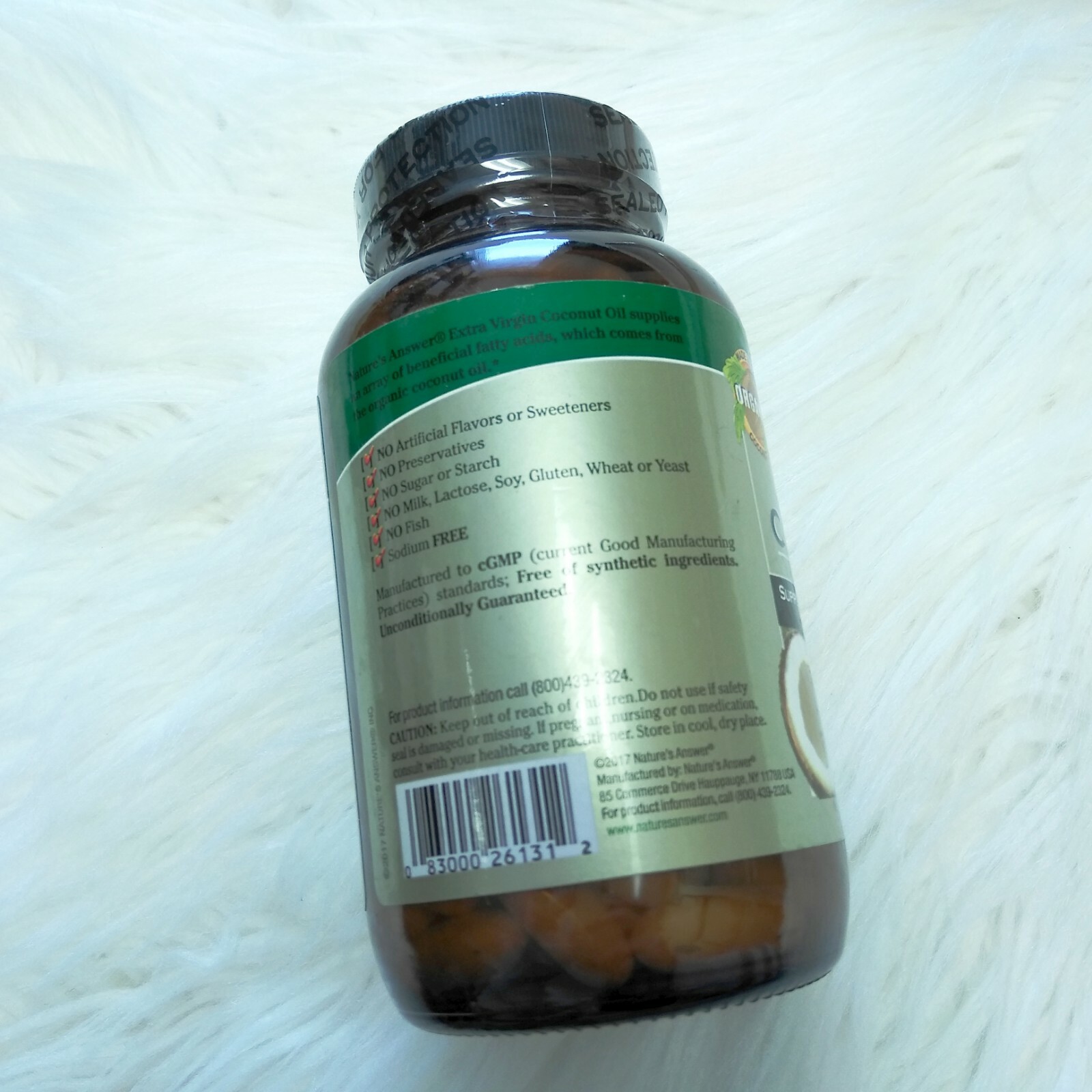 New NATURE'S ANSWER Extra Virgin Coconut Oil Supplement, 120 Softgels EXP5/2019