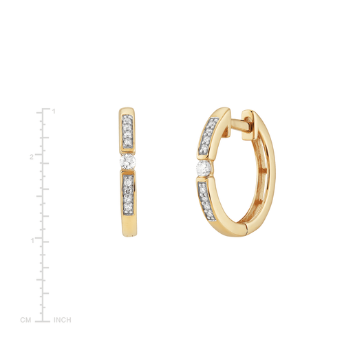 Pre-owned Welry 1/10 Cttw Diamond 15mm Hoop Earrings In 10k Yellow Gold In White