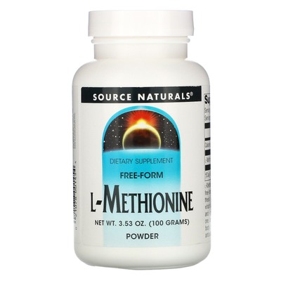 Source Naturals L-метионин 3 53 унции 100 г Без молока, без яиц, без глютена,