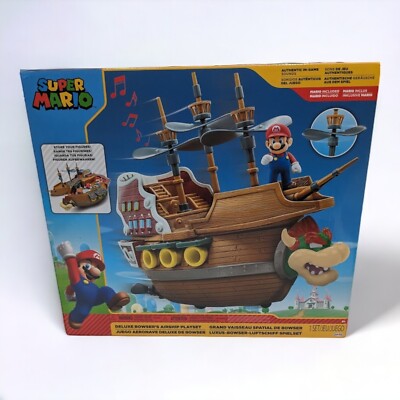 Super Mario Deluxe Bowser's Air Ship Playset with Mario Action Figure