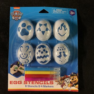 Paw Patrol Easter Egg Stencil Set Includes 6 Stencils & 4 Markers BNIP!