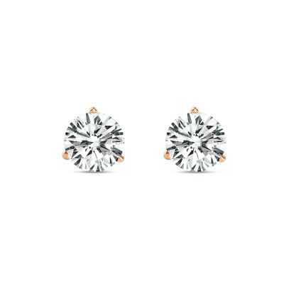 Pre-owned Shine Brite With A Diamond 4 Ct Round Earrings Studs Martini Real 14k Rose Gold Brilliant Cut Screw Back In White/colorless
