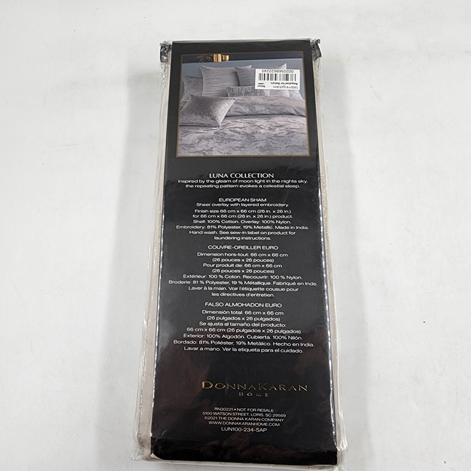 Donna Karan Collection Luna Euro Pillow Sham 26in x 26in Platinum + - Picture 10 of 13