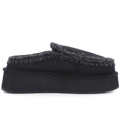 Pre-owned Mou A24us Women's Sabot Mu.fw681004a Clog Eskimo Platform Bkbk In Black