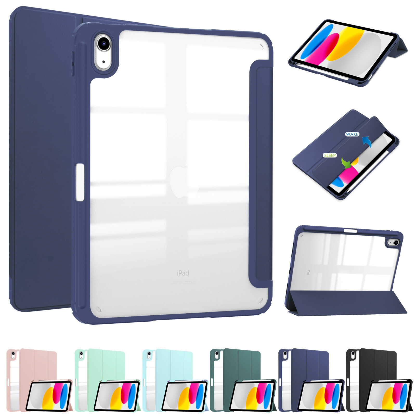 For iPad Pro 11/12.9inch 1 2 3 4 5 6th Gen Tablet with Pen Holder Case Cover