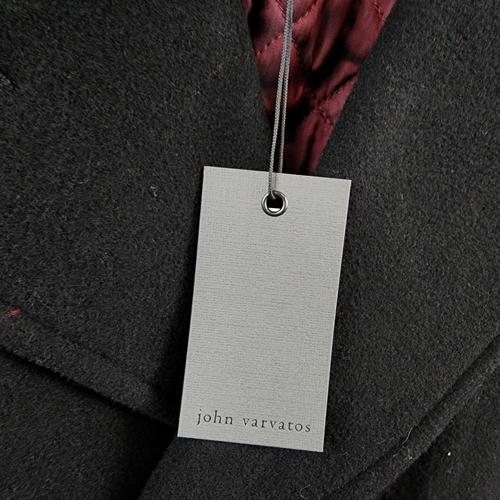 Pre-owned John Varvatos Wool Carlos Vintage I Peacoat Men's 56/xl Black Front Button L/s