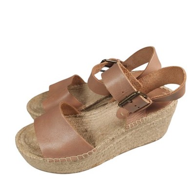 SOLUDOS Minorca High Platform Wedge Strappy Espadrille Sandal Leather US 7.5