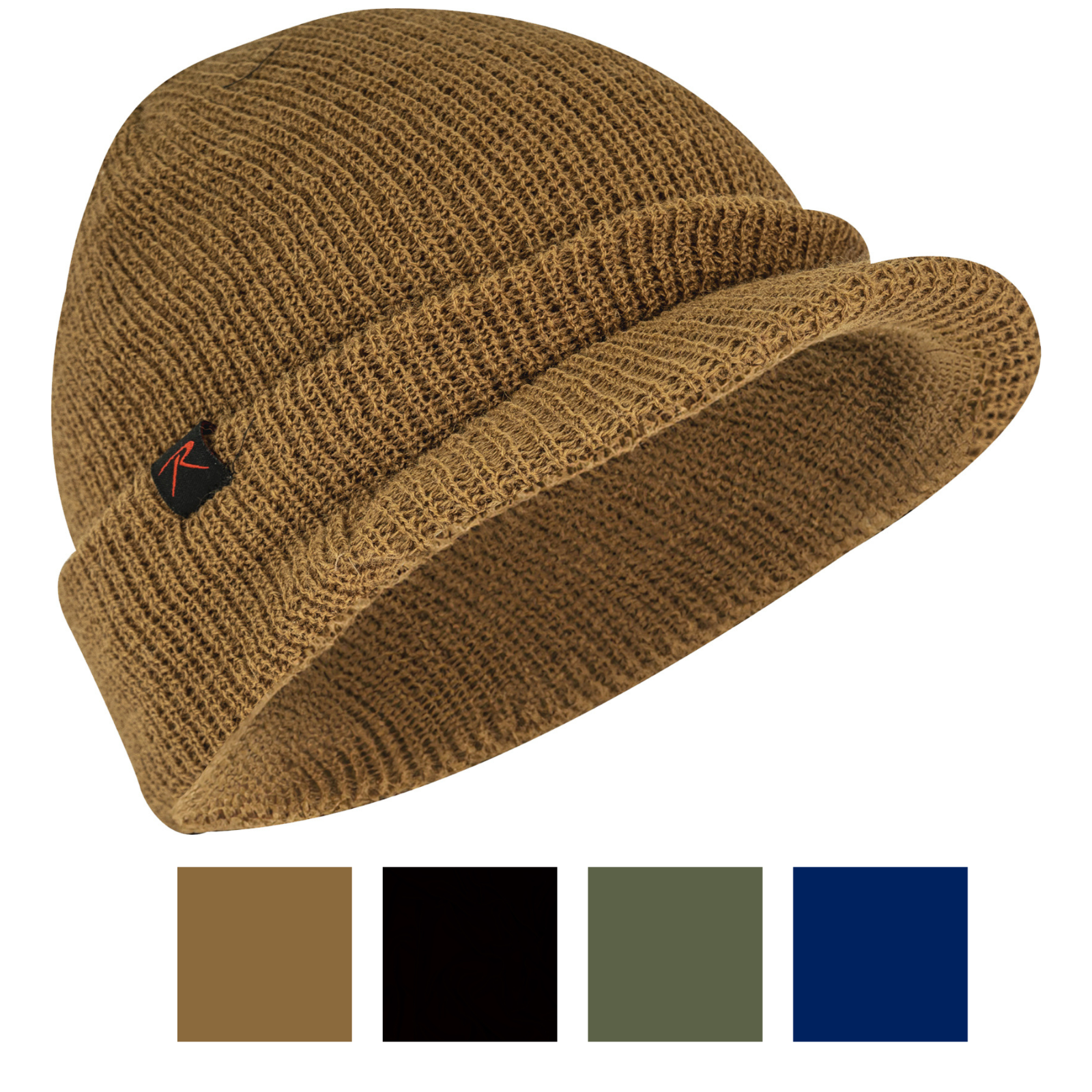 100% Double Layered Wool Watch Cap Warm Beanie Visor Brim With Rothco Tag