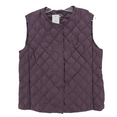 NWT UNIQLO Warm Padded Quilted Vest Dark Purple Packable Lightweight MEDIUM
