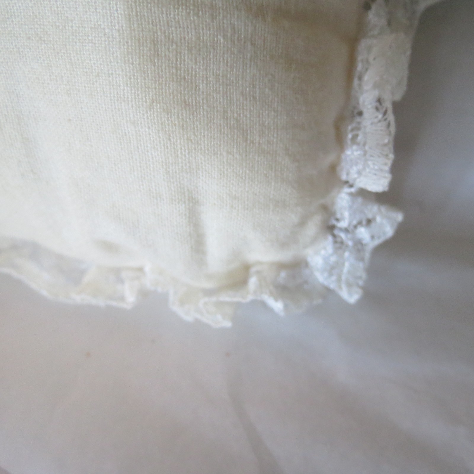 Vtg Hand Embroidered Small Child's Size Pillow Case Little Girl puppy lace edge