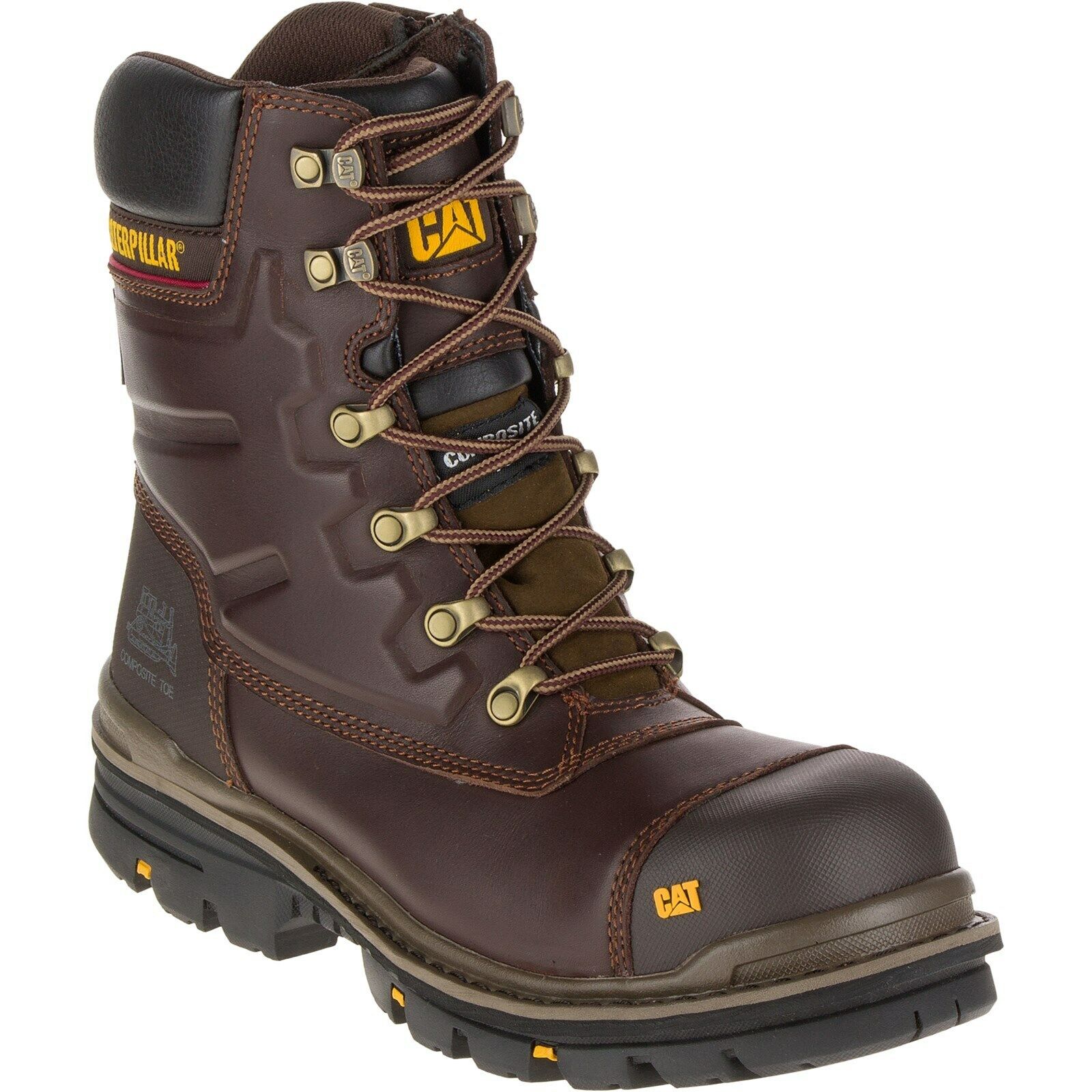 Pre-owned Caterpillar Cat  Premier Mens Safety Boots Waterproof Industrial Leather Work In Brown