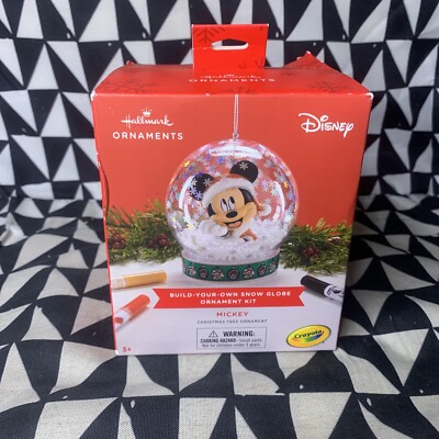 Hallmark Disney Mickey Build Your Own Snow Globe Ornament Kit Open Box New