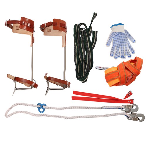 2 Gears Tree Climbing Spike Set W/Safety Adjustable Belt Lanyard Rope Rescue Belts For Climbers, Logging, Hunting Observation, Fruit Picking(100kg