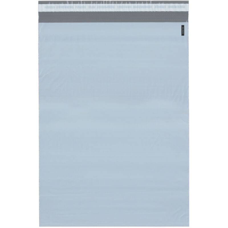 Plymor Poly Mailer White/Gray Bag w/ Closure & Strip, 14.5" x 19" (Pack of 250)
