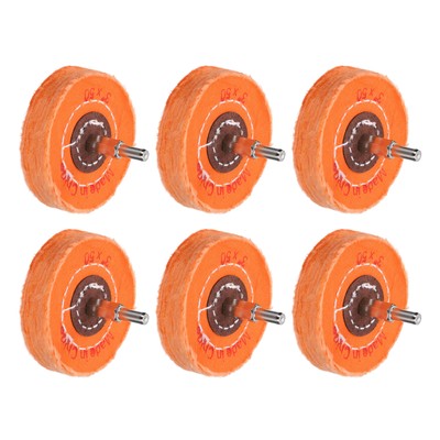 3'' Buffing Polishing Pad Wheel Cotton 15/64'' Handle Stainless Steel Yellow 6Pcs