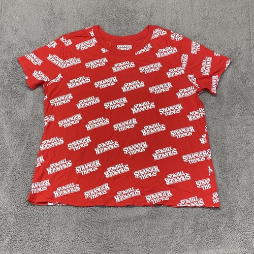 Stranger Things T Shirt Mens 3X Red All Over Print Netflix