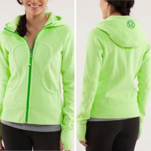 Women's LULULEMON Lime Green Scuba Hooded Full Zip Athletic Women's LULULEMON Lime Green Scuba Hooded Full Zip Athletic